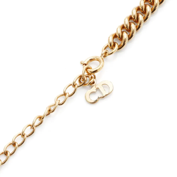 (Women) DIOR Polished Gold Necklace with Rhinestones for Women - Gold. FF7515 圖 4