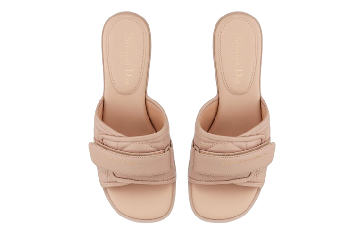 (W) Dior Quilted Plaid Calfskin Sandals 'Nude' 圖 4