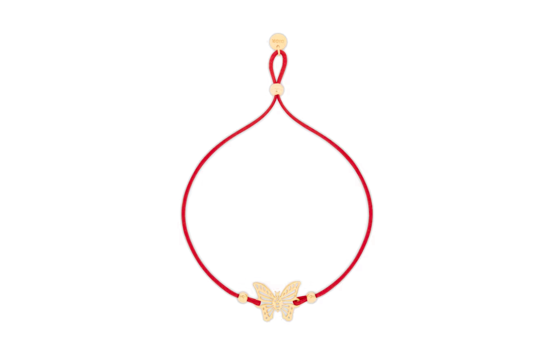 (Women) DIOR Red Cotton Metal Bracelet with Butterfly Charm for Women B2203WOMMT_D300 圖 2