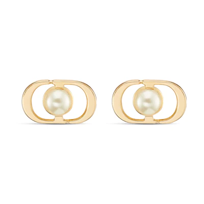(Women) DIOR Resin Metal Alphabet Shaped Earrings for Women - Gold E3170WOMRS_D301