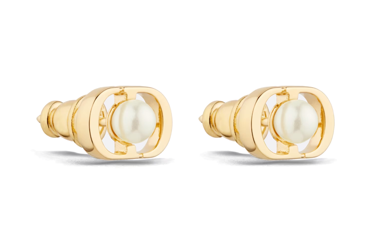 Lookbook (Women) DIOR Resin Metal Alphabet Shaped Earrings for Women - Gold E3170WOMRS_D301