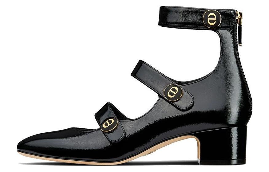 (W) Dior Retro 'Sparkling Calfskin High Heels - Black'