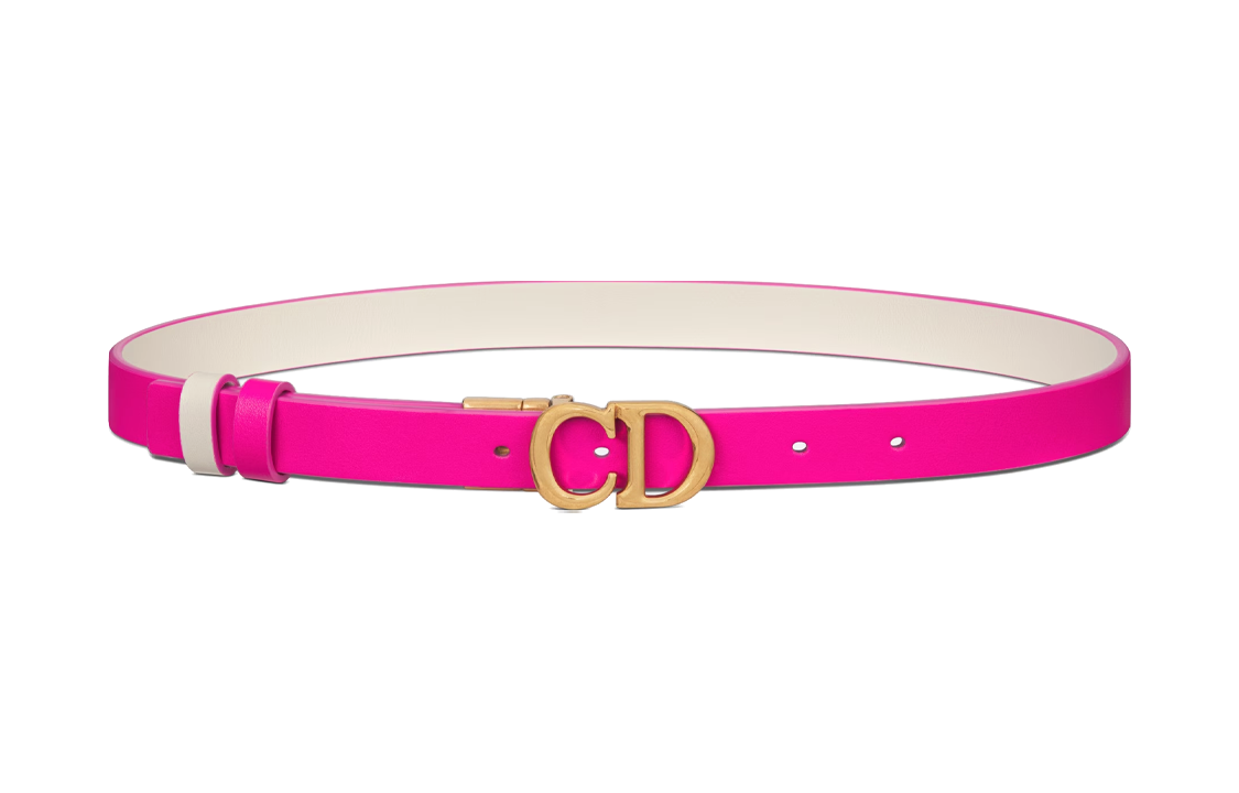 (Women) Dior Reversible Letter Buckle Belt Women Pink 2cm Width B0335CWGA-M45E