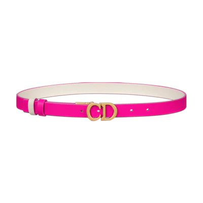 (Women) Dior Reversible Letter Buckle Belt Women Pink 2cm Width B0335CWGA-M45E