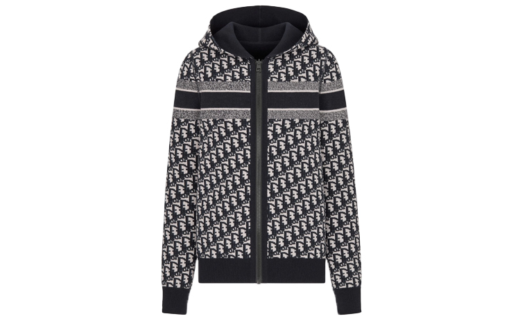 Shop (W) DIOR 海軍藍雙面Oblique圖案連帽外套 054G12AM055-X5820