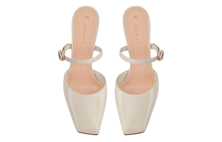 Shop (W) Dior Rhodes Mule 'Kulit Putih dan Gesper' KDP924VEA_S03W