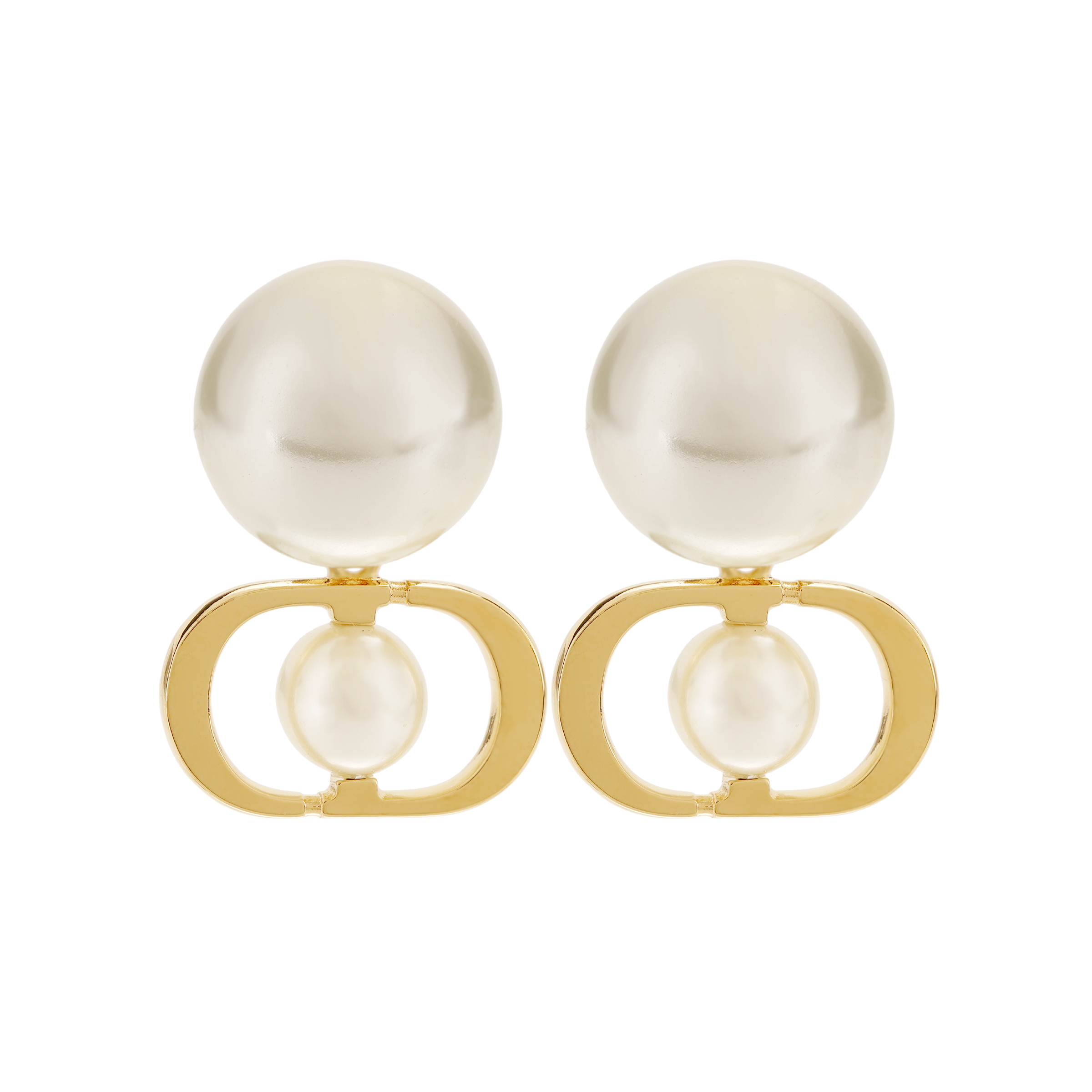 (Women) DIOR Ribales Letter Design Brass Earrings for Women - Gold. POIZON240621875