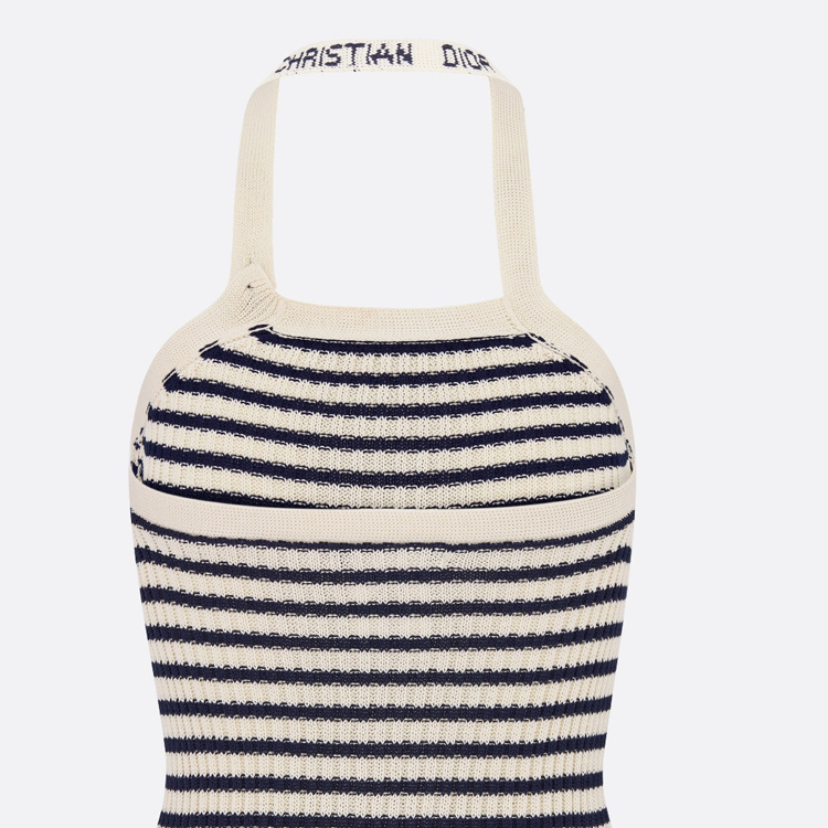 Cheap (Women) DIOR Riviera FW24 Striped Colorblock Button Knit Vest Women White 444T13AM779-X0853