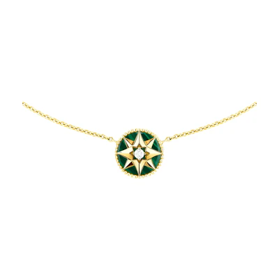 (Women) Dior Rose Des Vents Necklace Yellow Gold with Diamond & Malachite - Women. JRDV95051-0000