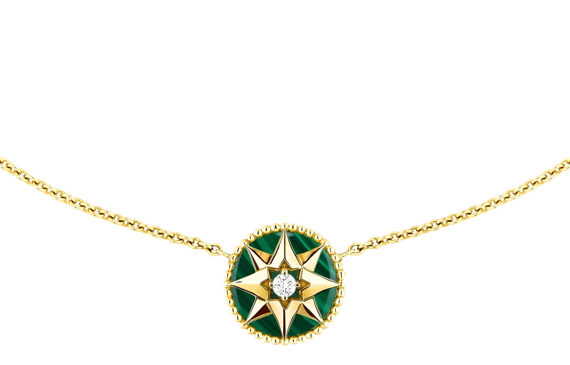 Order (W) Dior Rose Des Vents 黃金項鍊 配鑽石與孔雀石 - 女款款式 JRDV95051-0000