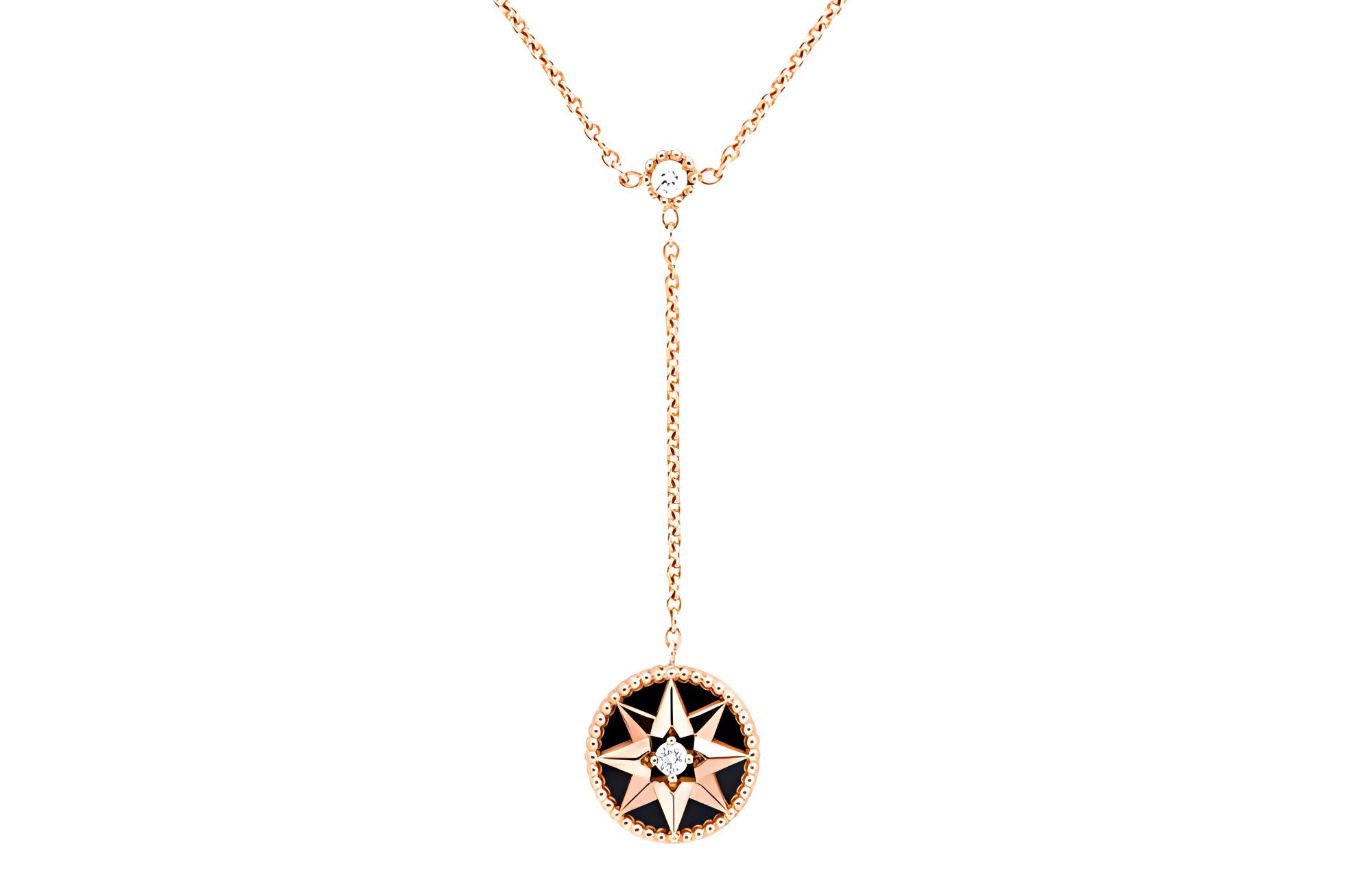 (Women) DIOR Rose des Vents Rose Gold Pendant Necklace for Women. JRDV95205