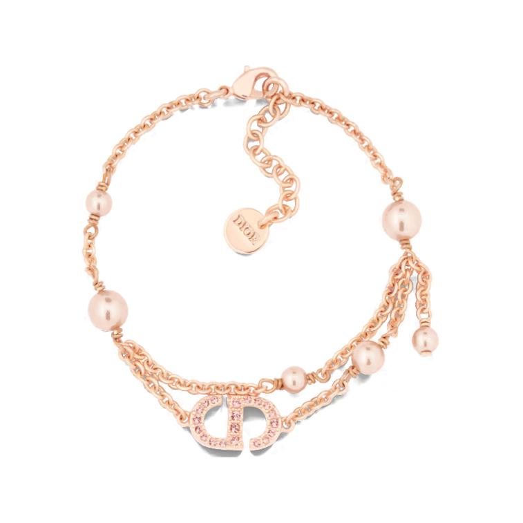 (Women) DIOR Rose Gold Metal Bracelet with Letter Logo for Women. B2242WOMCY_D12P