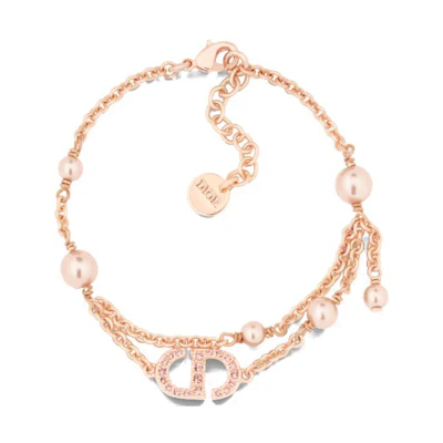 (Women) DIOR Rose Gold Metal Bracelet with Letter Logo for Women. B2242WOMCY_D12P