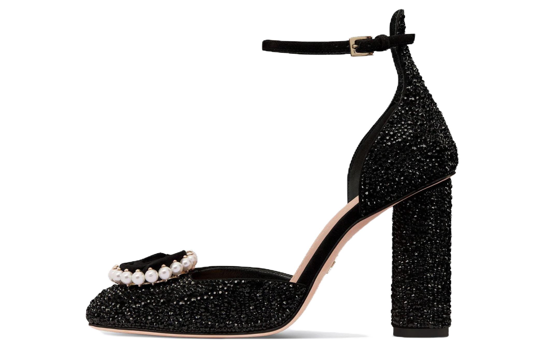 (Women) Dior Rose Leather Square-Toe Comfort Block High Heels 'Black' KCV159CST_S05X