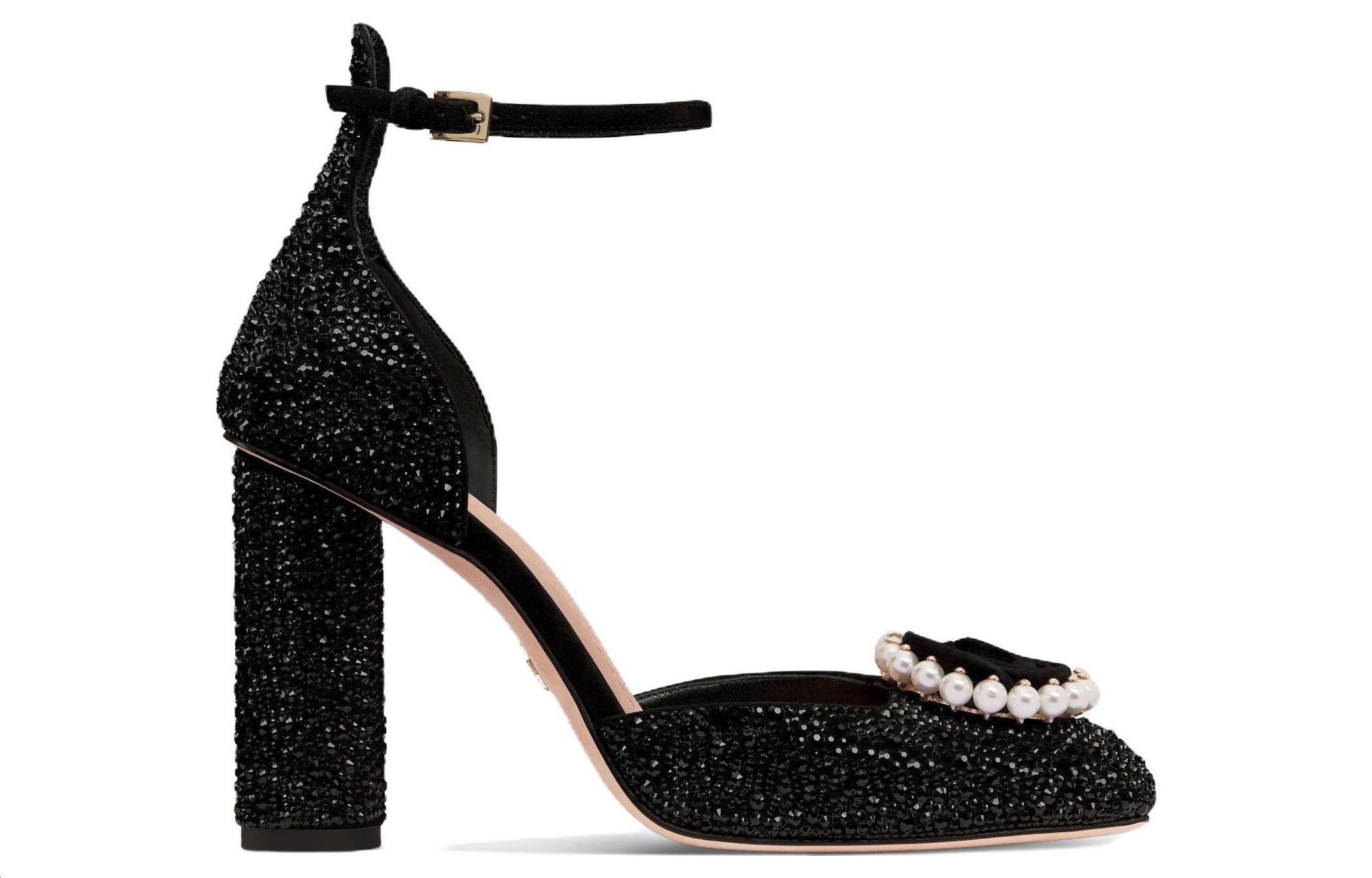 Order (W) Dior Heels Kotak Kulit Mawar Block Nyaman 'Hitam' KCV159CST_S05X