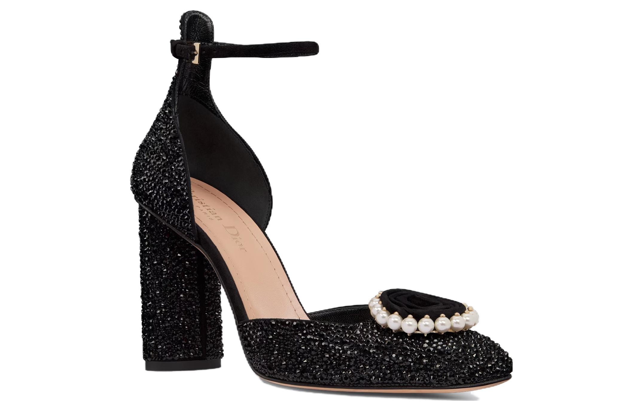 Lookbook (W) Dior Heels Kotak Kulit Mawar Block Nyaman 'Hitam' KCV159CST_S05X