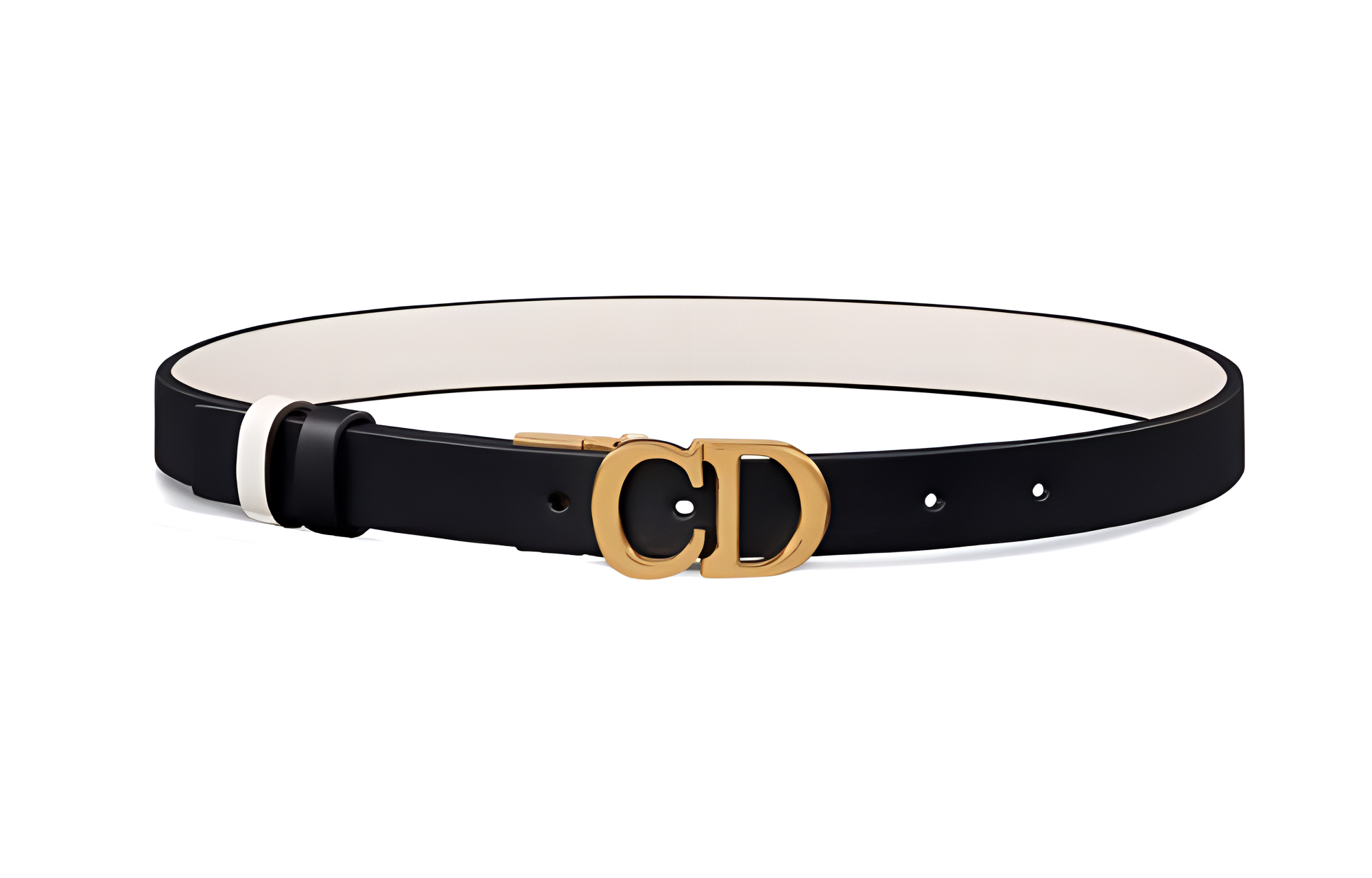 (Women) Dior Saddle CD  Black Leather Belt - 2CM Wide. B0335CWGA-M911