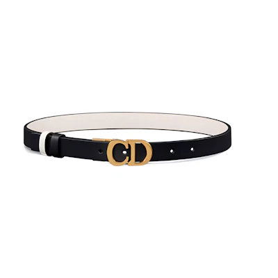 (Women) Dior Saddle CD Black Leather Belt - 2CM Wide. B0335CWGA-M911
