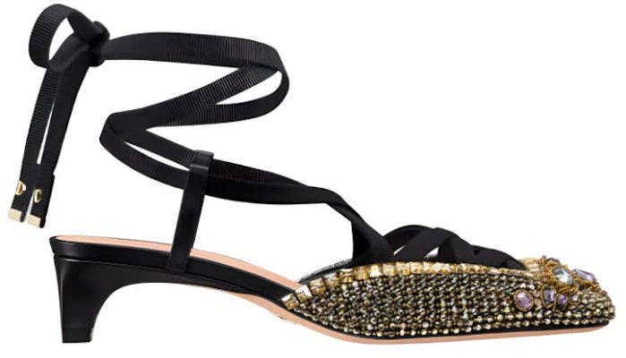 (W) Escarpins Dior Satin Ornés de Cristaux Talon Épais 4cm ''Noir Or'' KCV054OVE_S65P Order (W) Escarpins Dior Satin Ornés de Cristaux Talon Épais 4cm ''Noir Or'' KCV054OVE_S65P