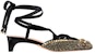 (W) Dior Satin Bertatah Kristal Tumit Tebal 4cm 'Hitam Emas' KCV054OVE_S65P