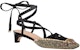 (W) Dior Satin Bertatah Kristal Tumit Tebal 4cm 'Hitam Emas' KCV054OVE_S65P
