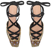 Shop (W) Dior Tacones Chunky de Satén con Cristales 4cm 'Negro Oro' KCV054OVE_S65P