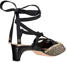 Purchase (W) Dior Tacones Chunky de Satén con Cristales 4cm 'Negro Oro' KCV054OVE_S65P