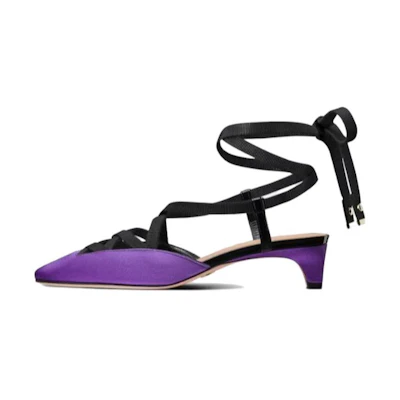 (W) Dior Satin Lace-Up Chunky Heel 4cm 'Purple'