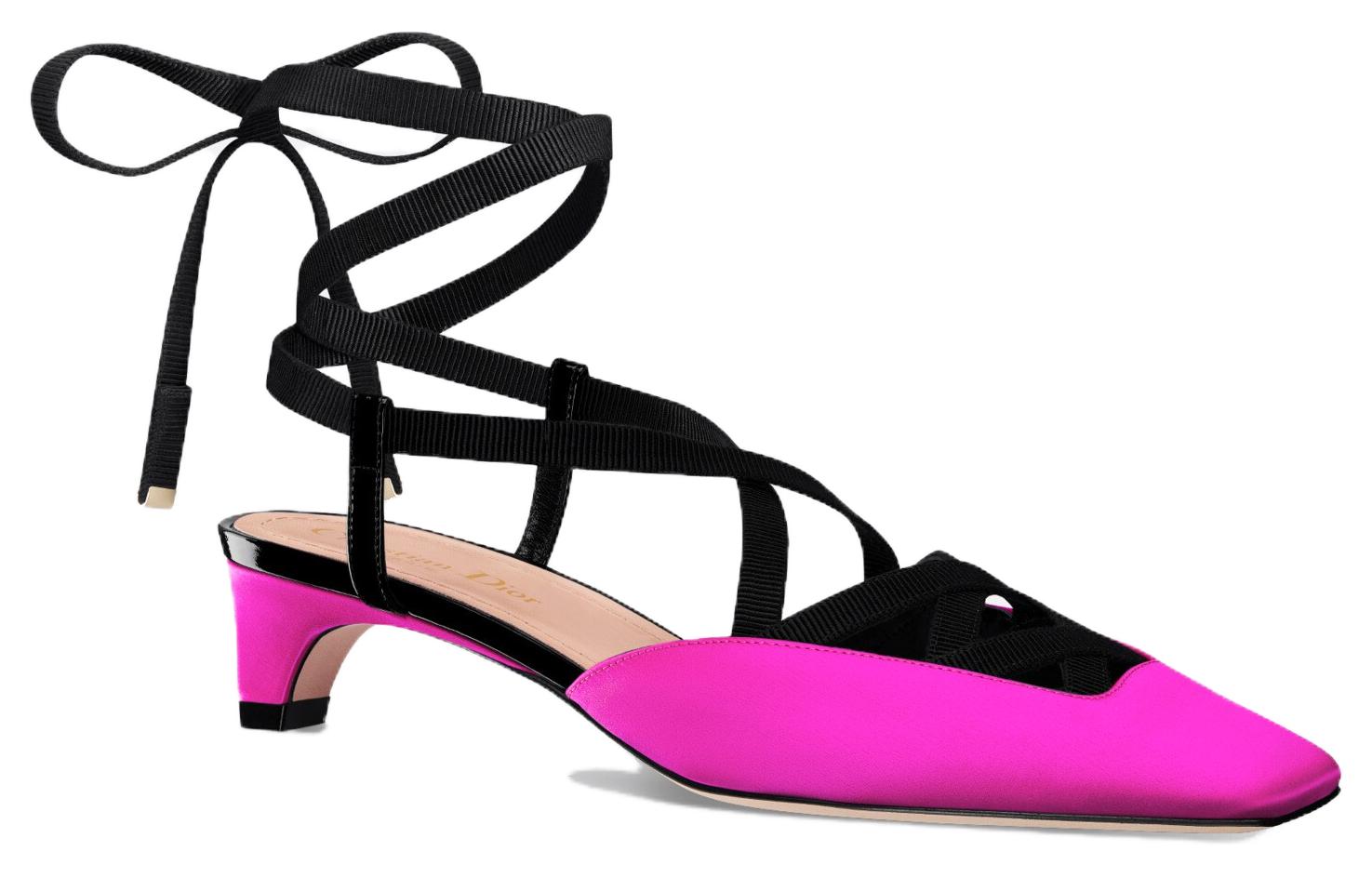 Lookbook (W) Dior Satin À Lacets Talon Épais Carré 4cm ''Rose'' KCV049SGG_S65P
