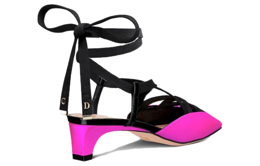 Shop (W) Dior Satin À Lacets Talon Épais Carré 4cm ''Rose'' KCV049SGG_S65P