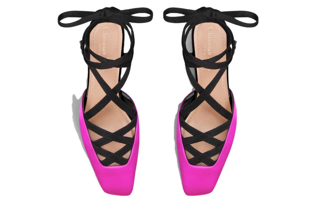 Purchase (W) Dior Satin À Lacets Talon Épais Carré 4cm ''Rose'' KCV049SGG_S65P