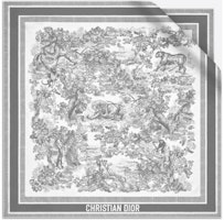 (Women) Dior Sauvage Jouy Print Silk Scarf Ivory/Grey. 15JOU090I602-C805 (Women) Dior Sauvage Jouy Print Silk Scarf Ivory/Grey. 15JOU090I602-C805