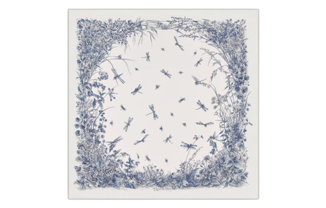 (Women) DIOR Silk Scarf  White with Logo Design. 44FLY090B610