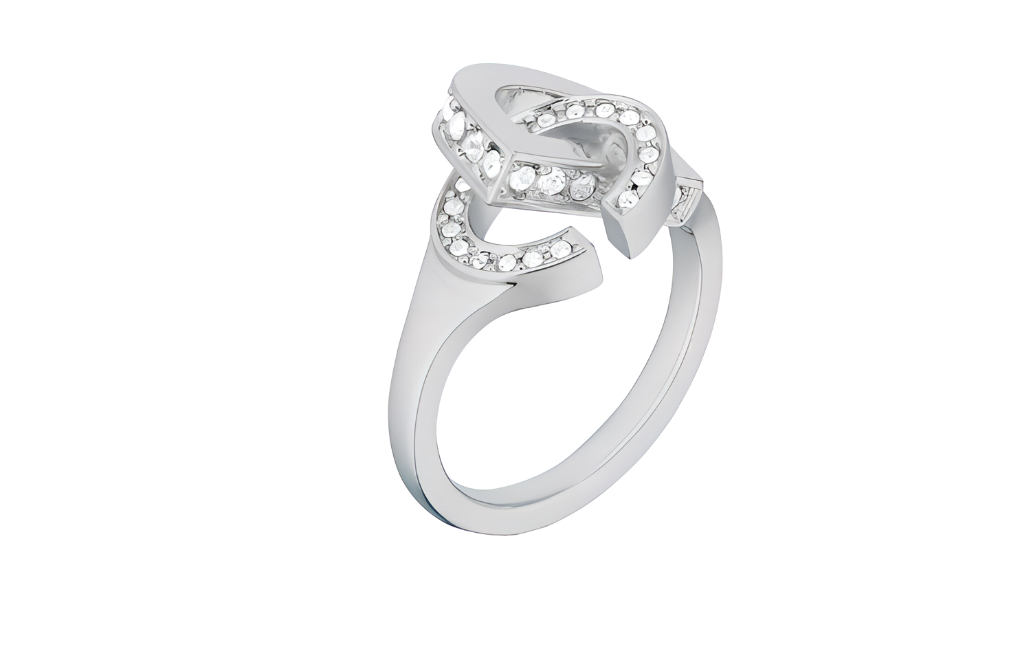 (Women) DIOR Silver Crystal Metal Ring with CD Logo for Women. R1551WOMCYD13S