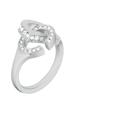 (Women) DIOR Silver Crystal Metal Ring with CD Logo for Women. R1551WOMCYD13S