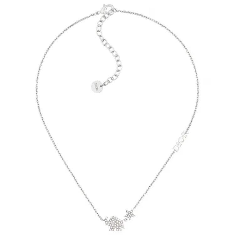 (Women) DIOR Silver Elephant Pendant Necklace with Crystal Accents for Women. N1124DBLCYD102 圖 3