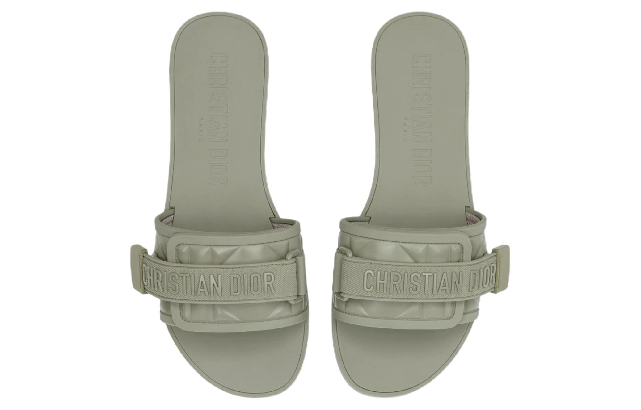 Shop (W) 迪奥压纹橡胶拖鞋 - 灰绿色 KCQ748CNU_S62H