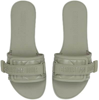 (W) 迪奥压纹橡胶拖鞋 - 灰绿色 KCQ748CNU_S62H Shop (W) 迪奥压纹橡胶拖鞋 - 灰绿色 KCQ748CNU_S62H