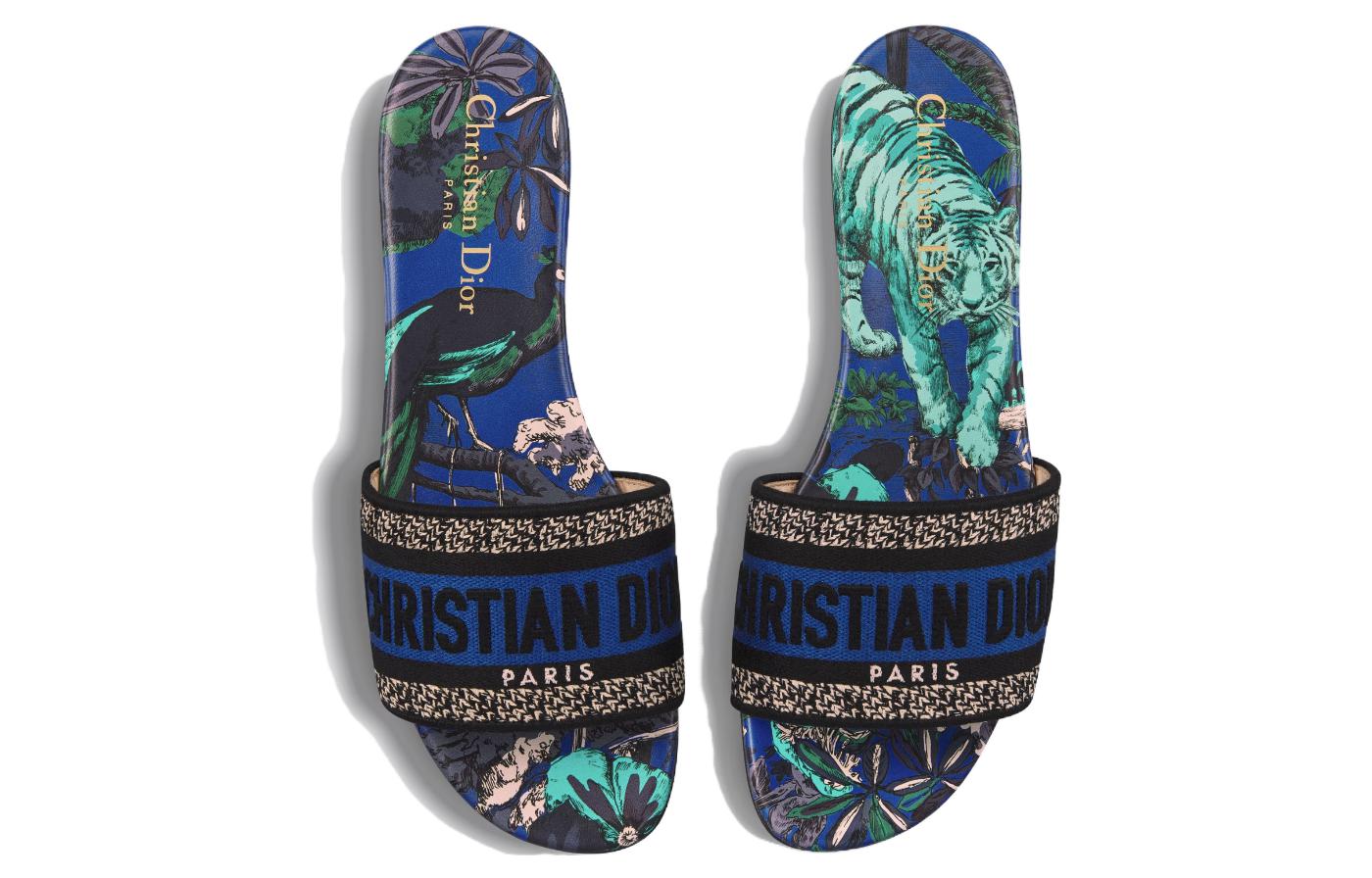 Shop (W) Dior 平底拖鞋 '蓝黑色' KCQ209VOY_S21N