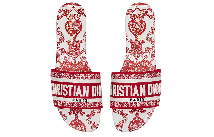 Shop (W) Dior Slide Sandale ''Rot Weiß'' KCQ209DME_S79W