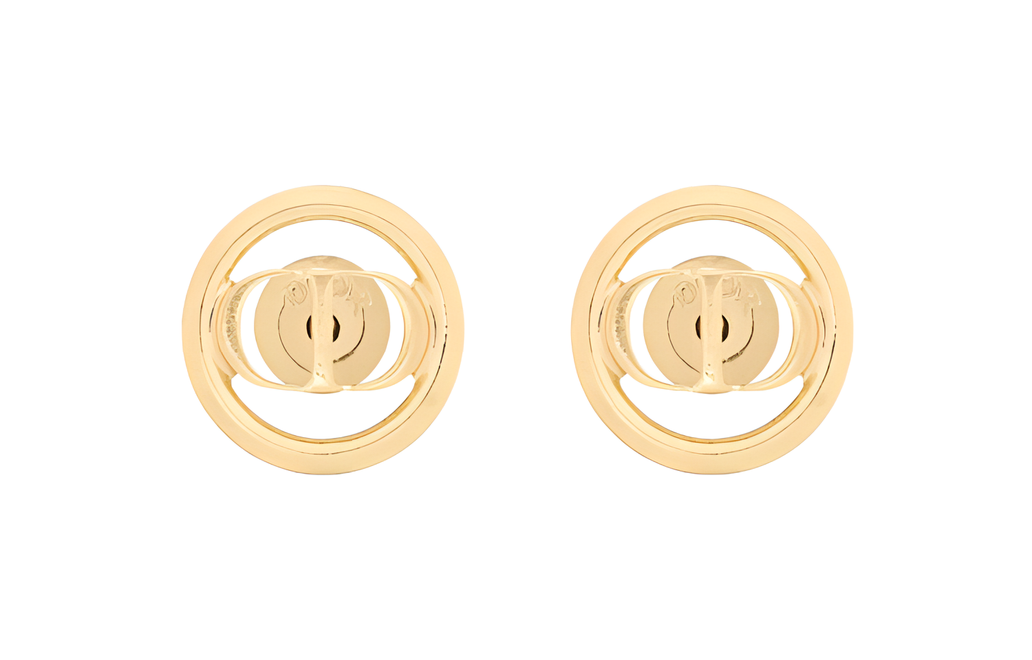 (Women) DIOR Solid Logo Design Metallic Gold Stud Earrings for Women. E3069WOMMT