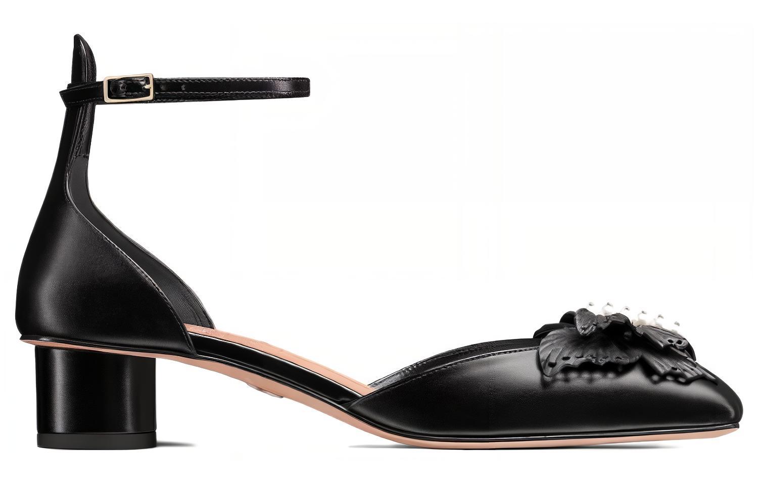 (W) Dior Square-Toe Buckle Chunky Heels 'Black' 圖 2