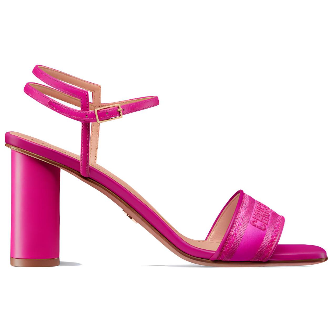 Order (W) Dior Sandalia Tacón Grueso con Hebilla de 8cm 'Rosa' KCQ896ETL_S65P