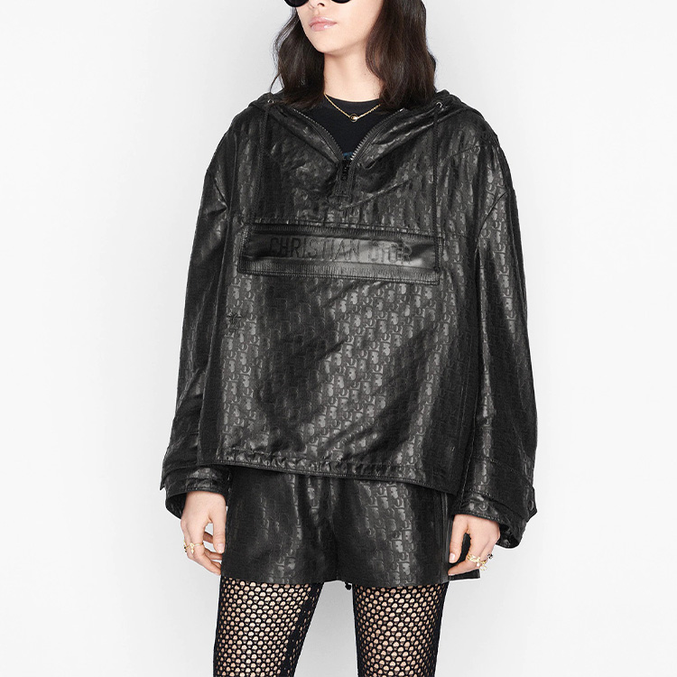 Details for (W) DIOR SS21 Hoodie Logo Black Wanita Loose Fit Jaket. 147C09A2762-X9000