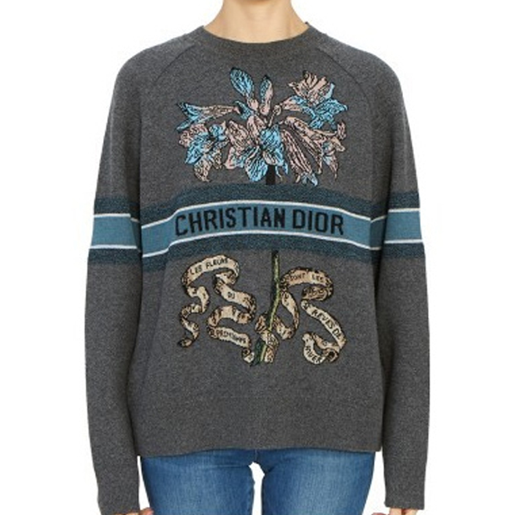 Shop (W) Sweater Fashion Dior SS21 Abu-Abu 114S55AM150-X8851