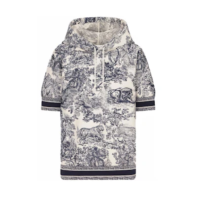 (Women) DIOR SS21 Grey Printed Short-Sleeve Hoodie 123S06A4459-X0854