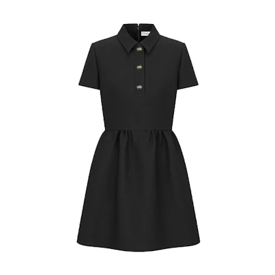 (Women) DIOR SS21 Slim-Fit A-Line Short Sleeve Dress Black 111R07A1166-X9000
