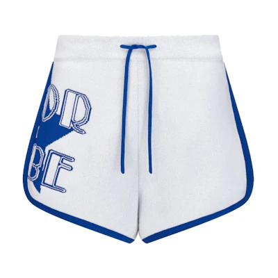 (Women) DIOR SS22 Blue Cashmere Blend Jacquard Knit Casual Shorts. 224P17AM110-X5882
