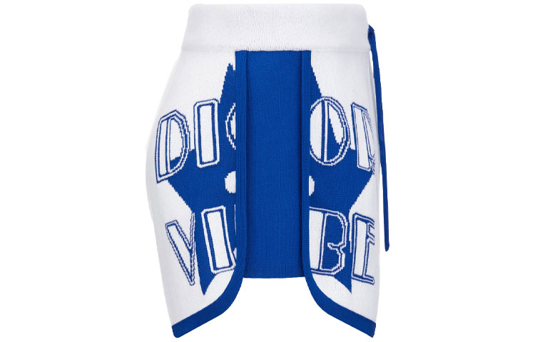 Shop (W) DIOR SS22 藍色山羊絨混紡提花針織休閒短褲 224P17AM110-X5882