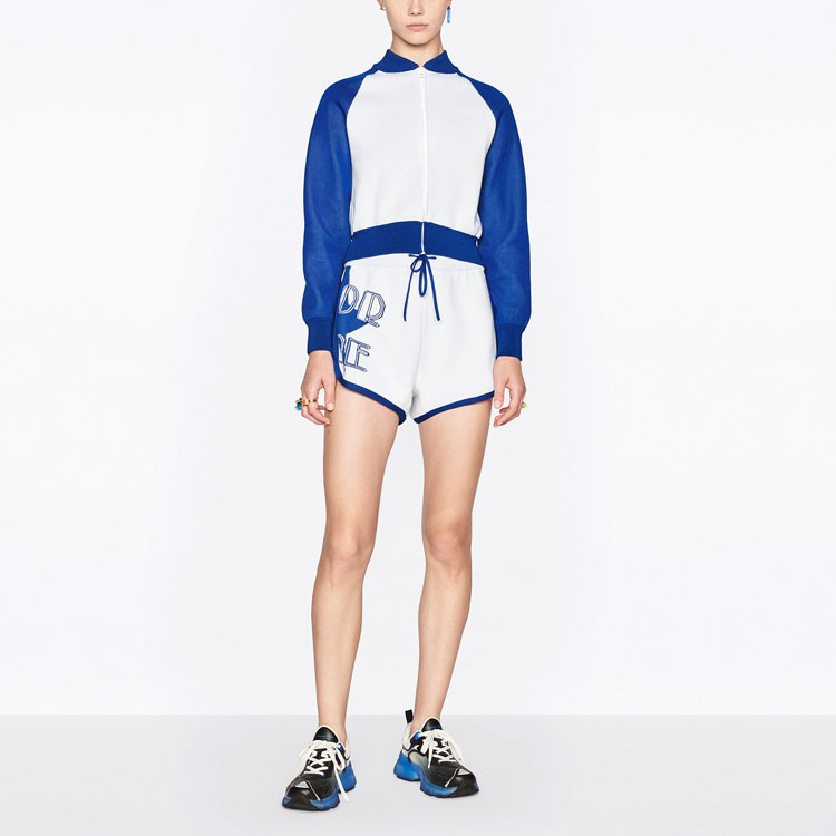 Purchase (W) DIOR SS22 藍色山羊絨混紡提花針織休閒短褲 224P17AM110-X5882